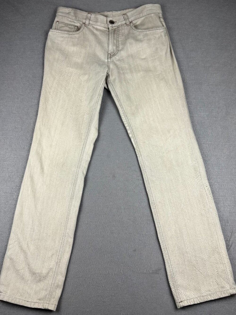 Loro Piana Beige Stretch Cotton 5-Pocket Pants Made Italy Size 35